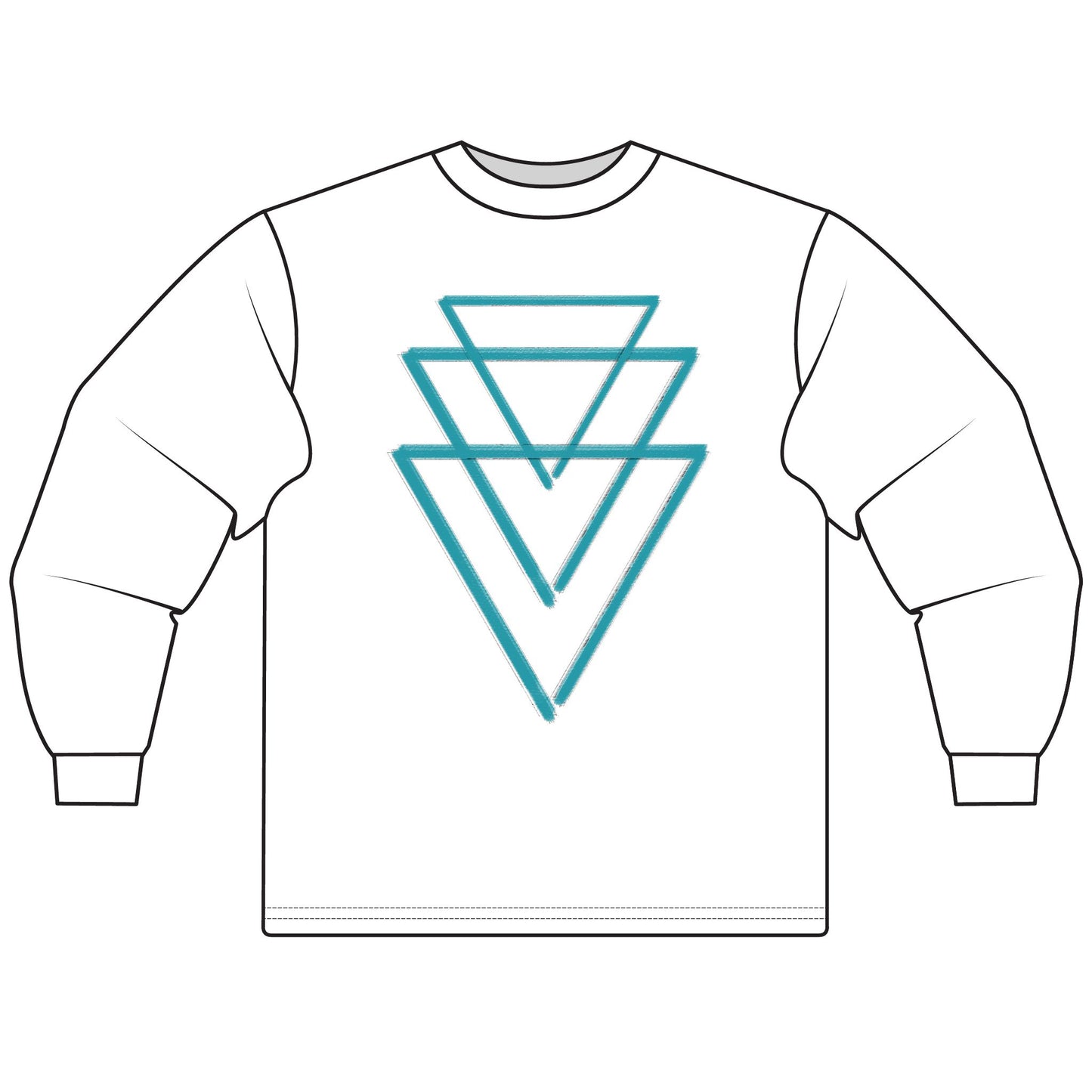 333 WATER - Triple Triangle - Long Sleeve T-Shirt - 100% Cotton - Unisex Women's Men's