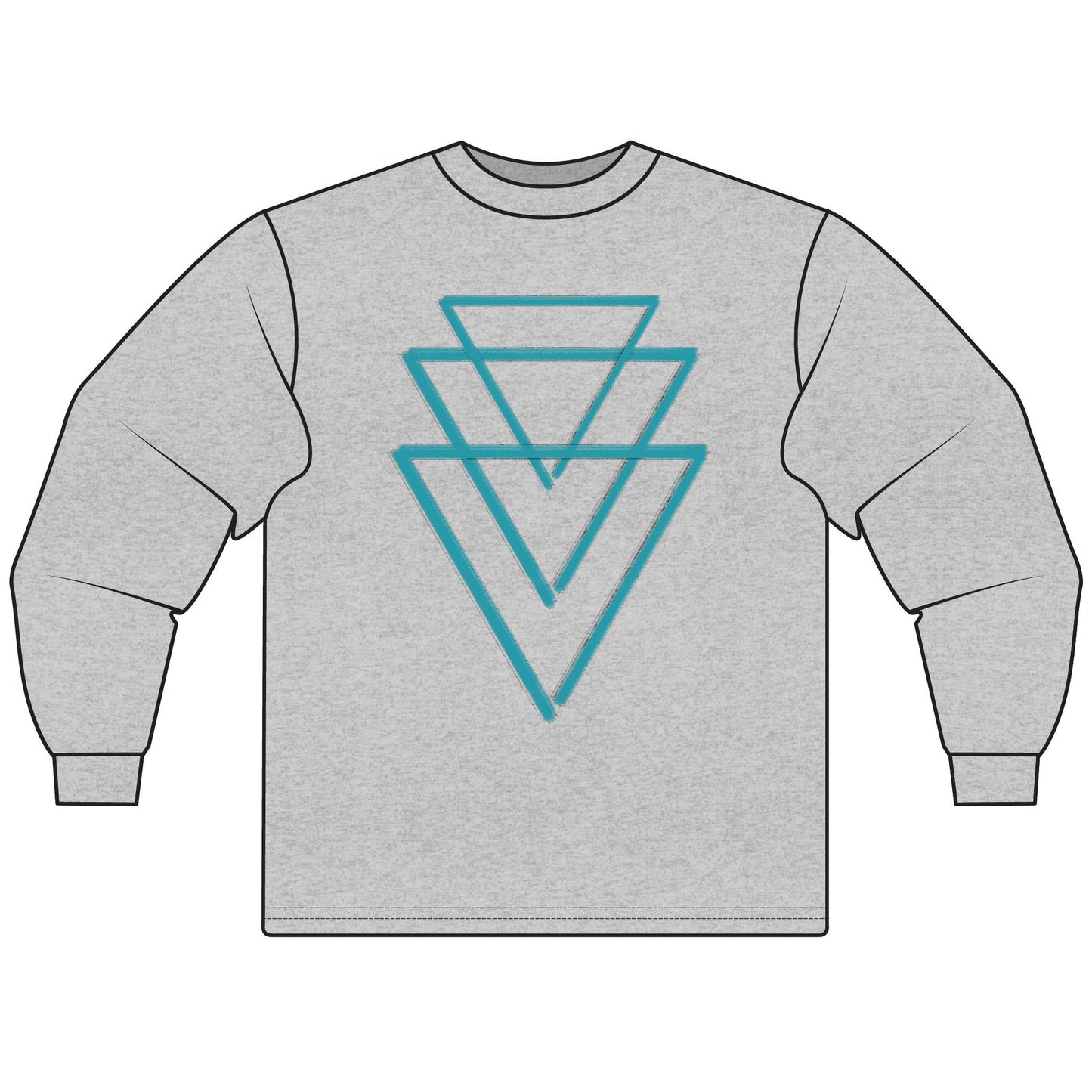 333 WATER - Triple Triangle - Long Sleeve T-Shirt - 100% Cotton - Unisex Women's Men's