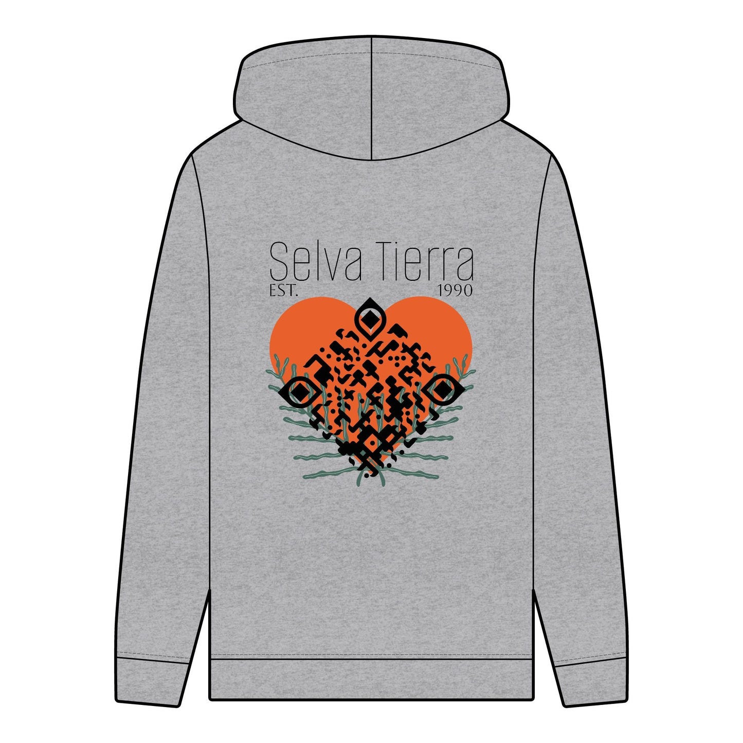 Men's Organic Hoodie - Selva Tierra Design with Heart and Nature Elements Printify