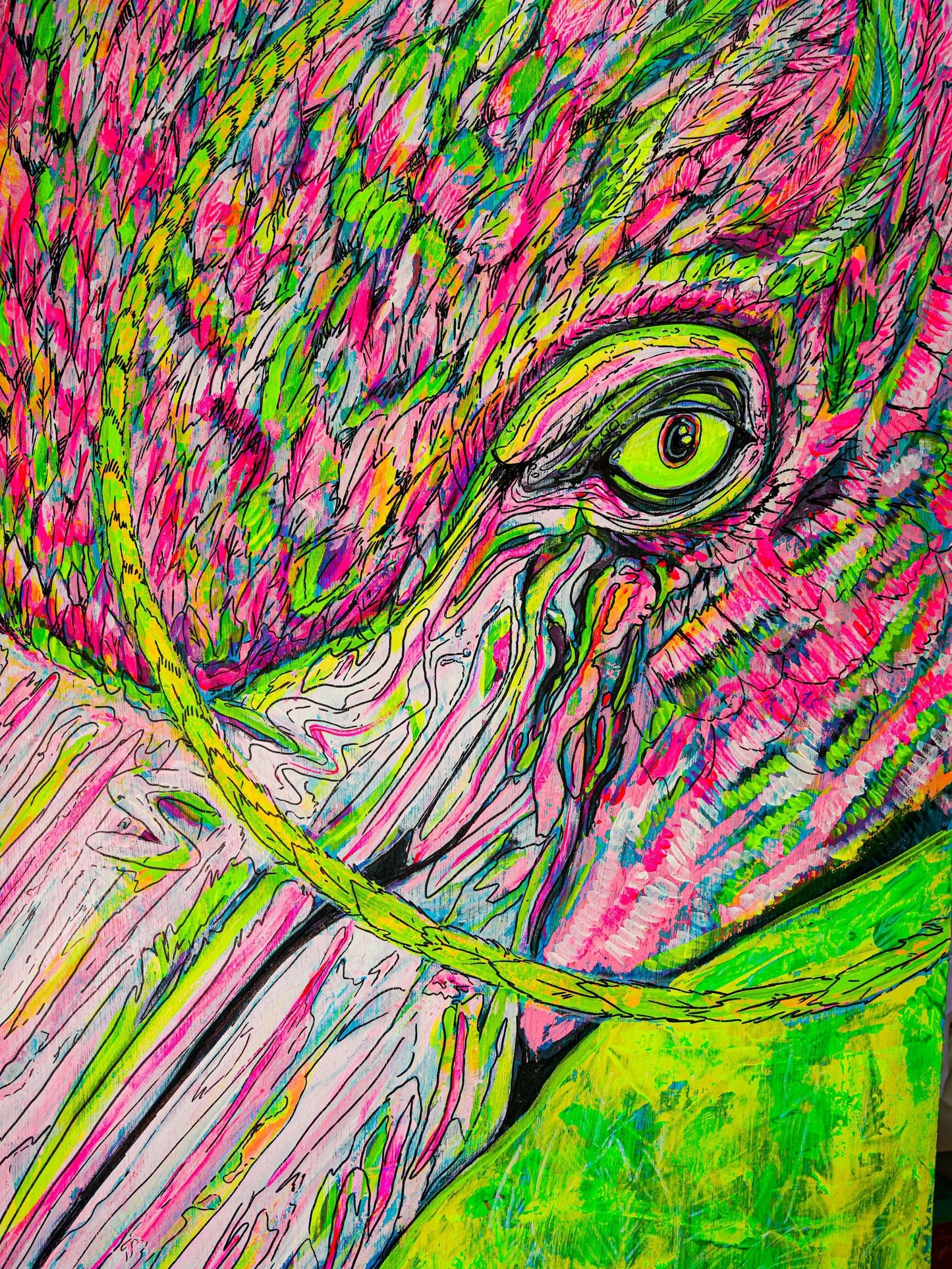 Neon Flamingo Selva Tierra Art