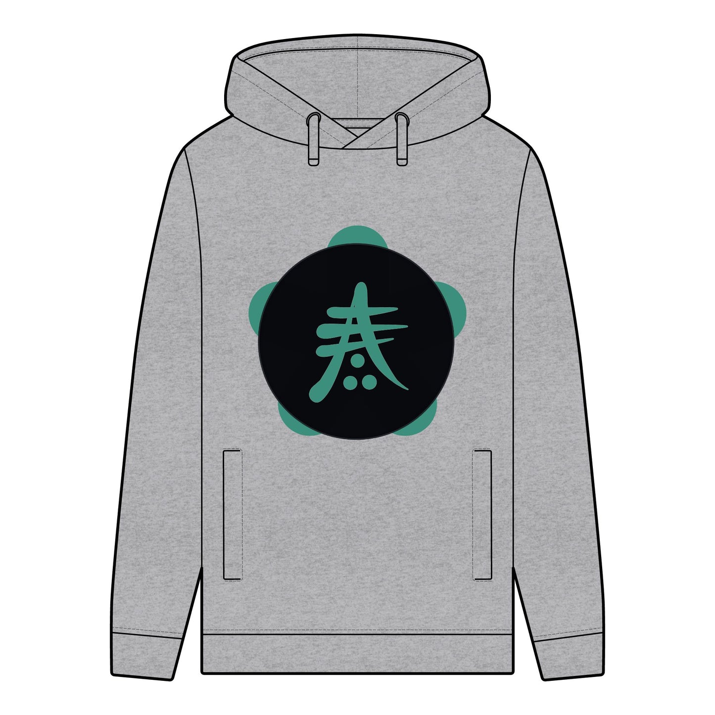 Men's Organic Hoodie - Selva Tierra Design with Heart and Nature Elements