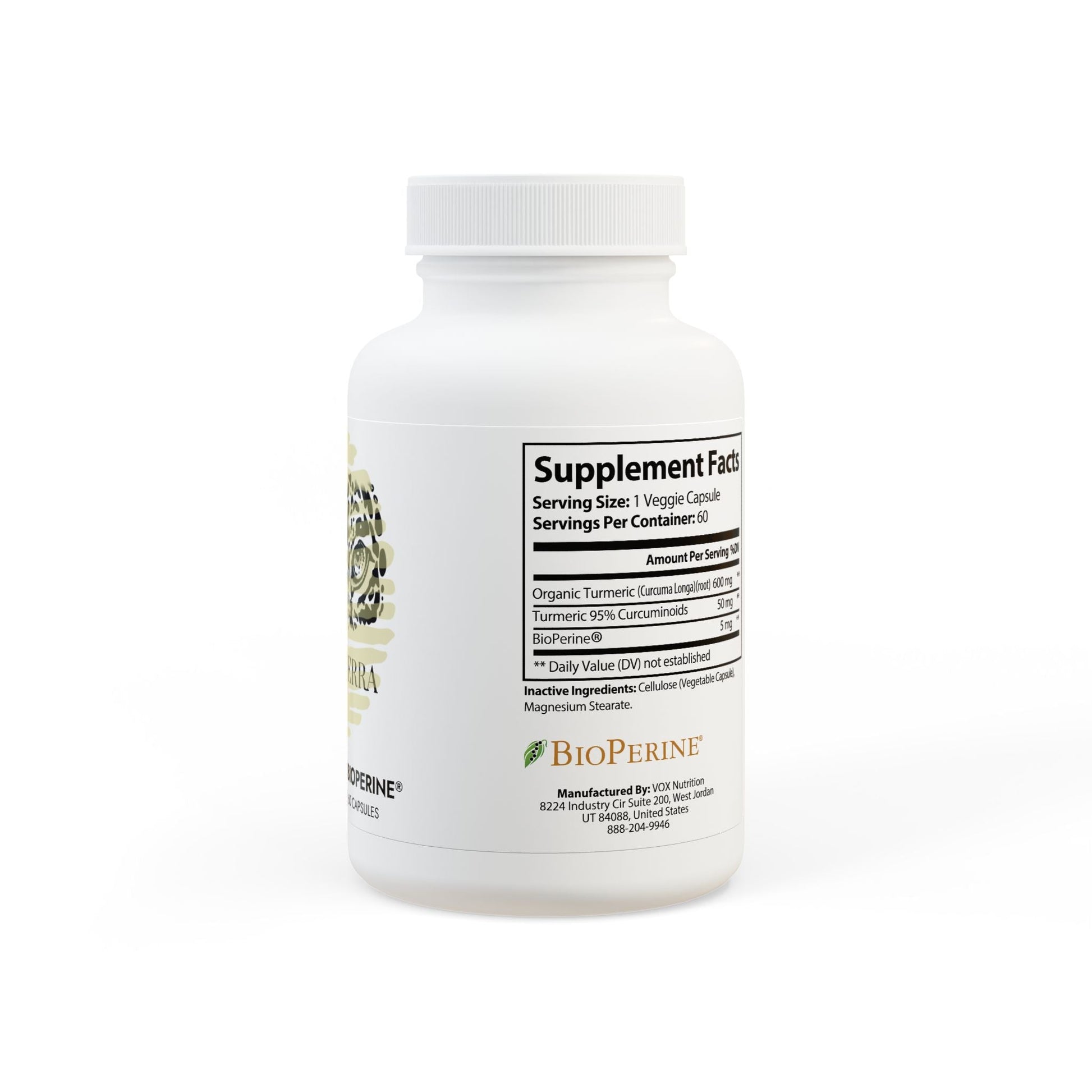 Turmeric with BioPerine® (Black Pepper Fruit Extract) Supplement (60 Capsules) Printify