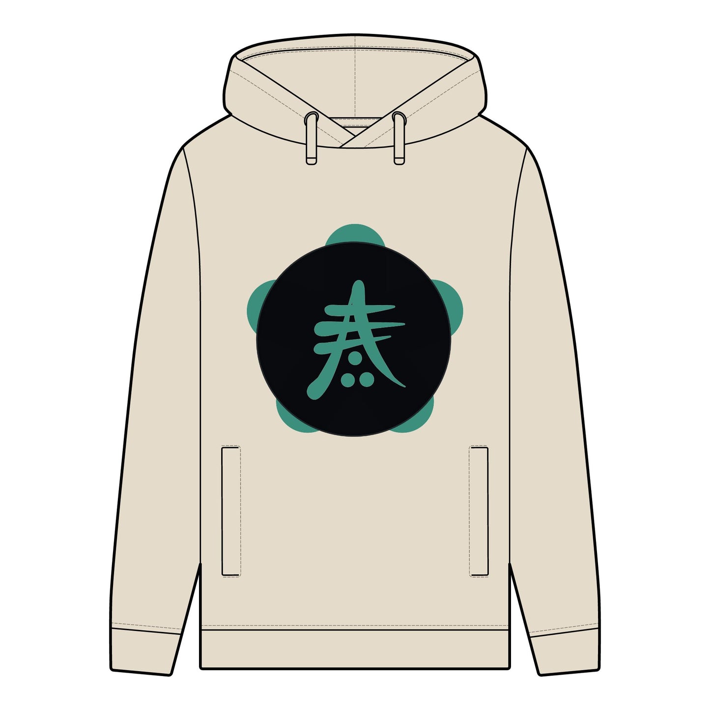 Men's Organic Hoodie - Selva Tierra Design with Heart and Nature Elements