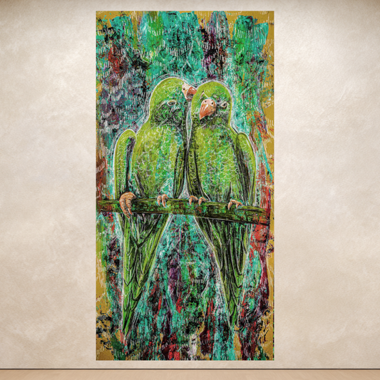Green Parrots - Selva Tierra Art